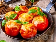 Рецепта Пълнени домати с кашкавал и ориз, печени на фурна